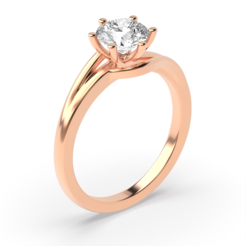 6 Prong Split Shank Round Solitaire Diamond Engagement Rings for Women