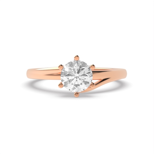 6 Prong Round Rose Gold Twisted shoulder Unusual Engagement Rings