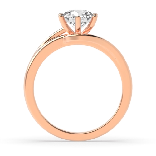 6 Prong Round Rose Gold Twisted shoulder Unusual Engagement Rings