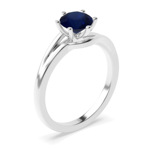 6 Prong Round Twisted shoulder Blue Sapphire Engagement Rings
