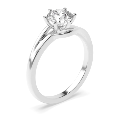 4 Prong Round Twisted Shoulder Lab Grown Diamond Solitaire Engagement Ring