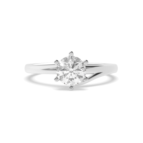 4 Prong Round Twisted Shoulder Solitaire Engagement Ring