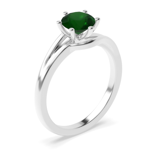6 Prong Round Twisted shoulder Emerald Unusual Engagement Rings