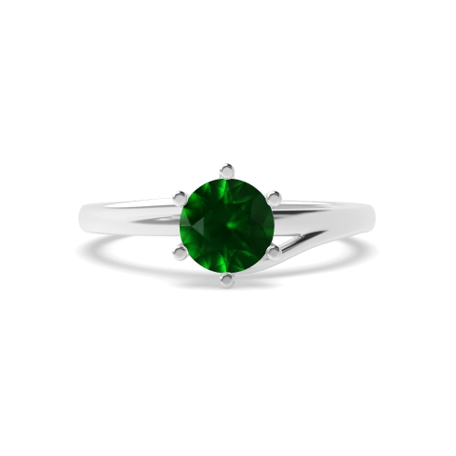 6 Prong Round Twisted shoulder Emerald Unusual Engagement Rings