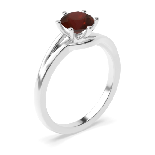 6 Prong Round Twisted shoulder Garnet Engagement Rings