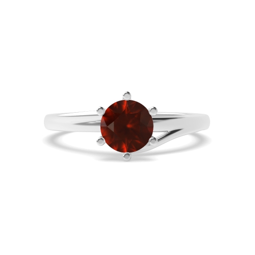 6 Prong Round Twisted shoulder Garnet Engagement Rings