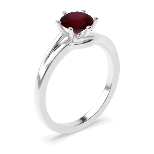 6 Prong Round Twisted shoulder Ruby Engagement Rings