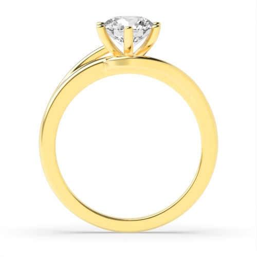 6 Prong Round Yellow Gold Twisted shoulder Unique Engagement Rings