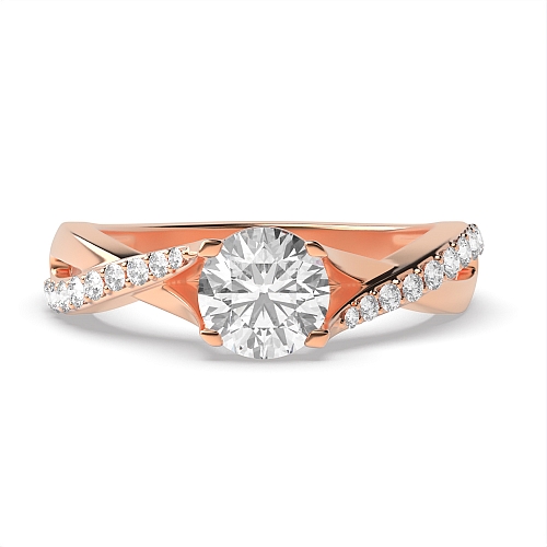 4 Prong Rose Gold Crossover shoulder Engagement Rings