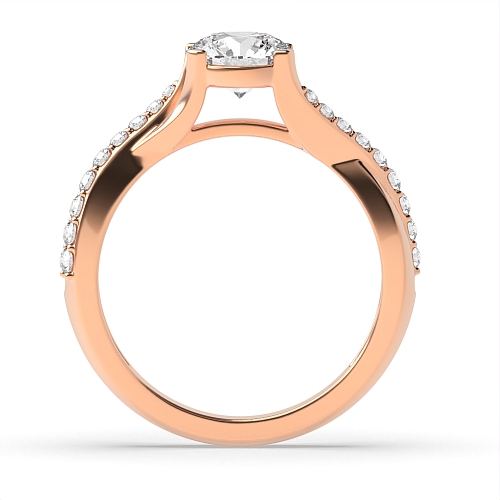 4 Prong Rose Gold Crossover shoulder Engagement Rings