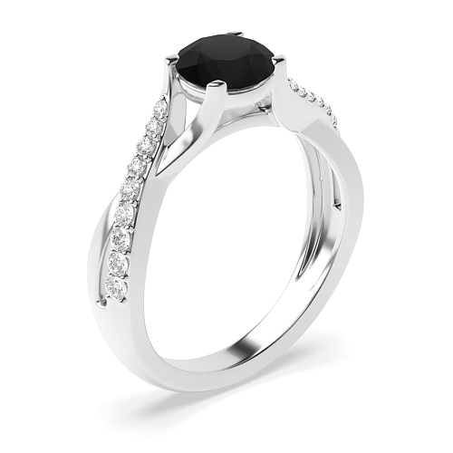 Crossover shoulder Black Diamond Engagement Rings
