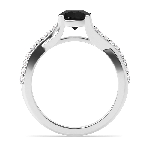 Crossover shoulder Black Diamond Engagement Rings