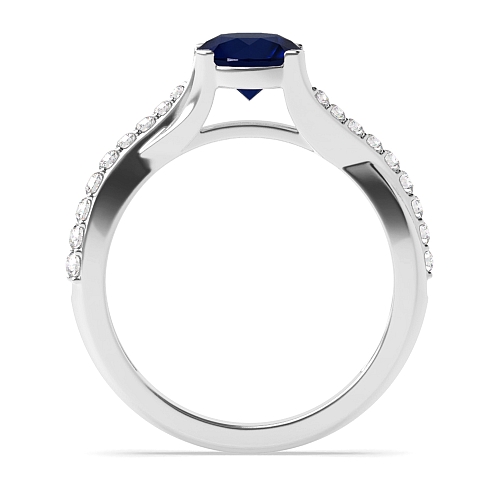 Crossover shoulder Blue Sapphire Engagement Rings