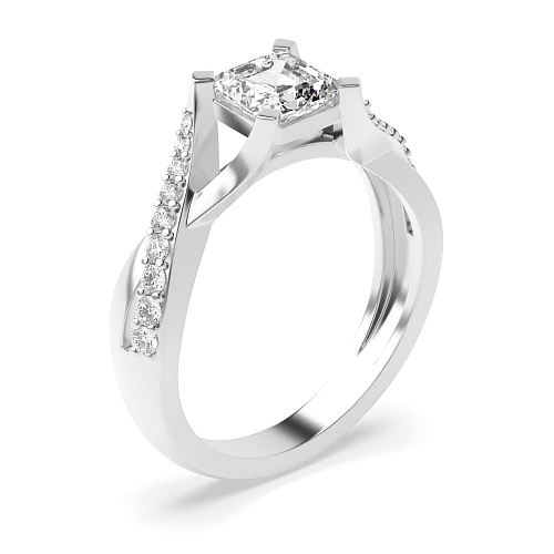 Asscher Crossover shoulder Engagement Rings