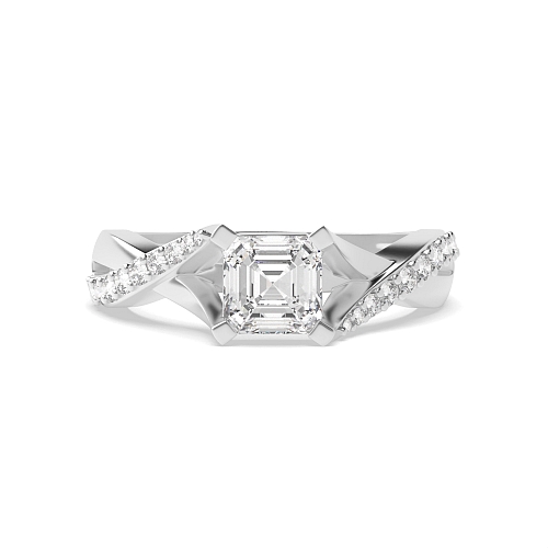 Asscher Crossover shoulder Engagement Rings