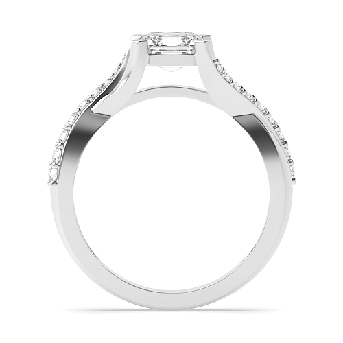 Asscher Crossover shoulder Engagement Rings