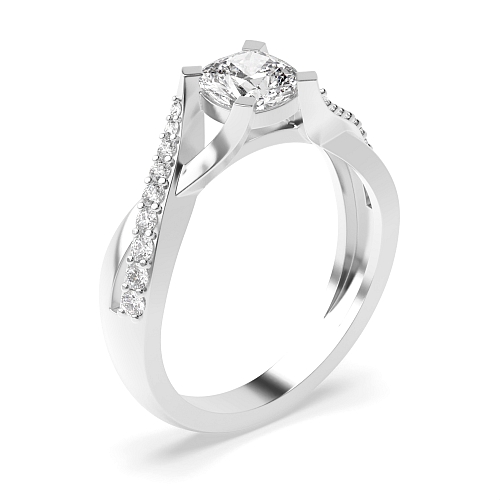 Cushion Crossover shoulder Engagement Rings