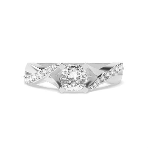 Cushion Crossover shoulder Engagement Rings