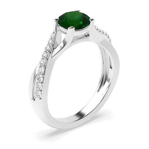 4 Prong Crossover shoulder Emerald Unusual Engagement Rings