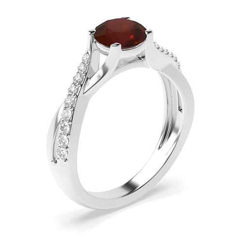 Crossover shoulder Garnet Engagement Rings