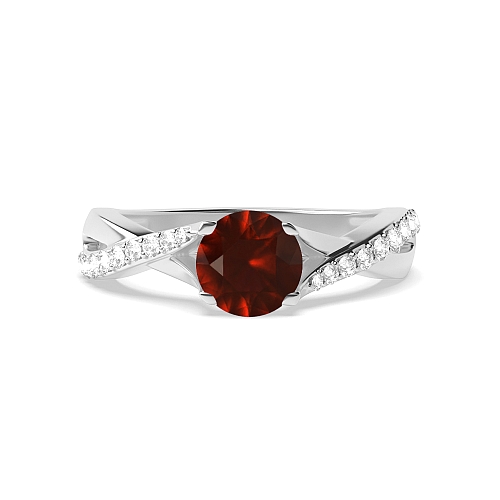 Crossover shoulder Garnet Engagement Rings