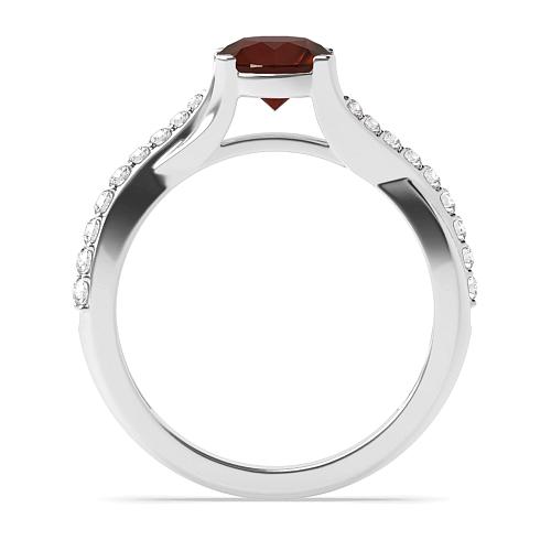 Crossover shoulder Garnet Engagement Rings
