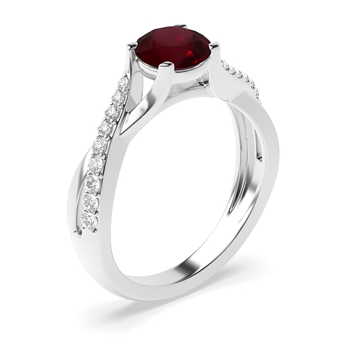 Crossover shoulder Ruby Engagement Rings