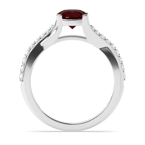 Crossover shoulder Ruby Engagement Rings