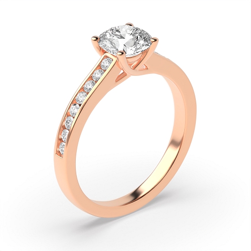 4 Prong Round Rose Gold Crossover set Engagement Rings