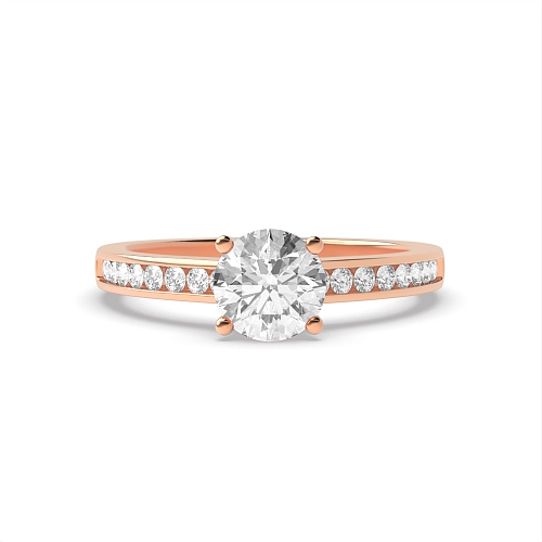 4 Prong Round Rose Gold Crossover set Engagement Rings