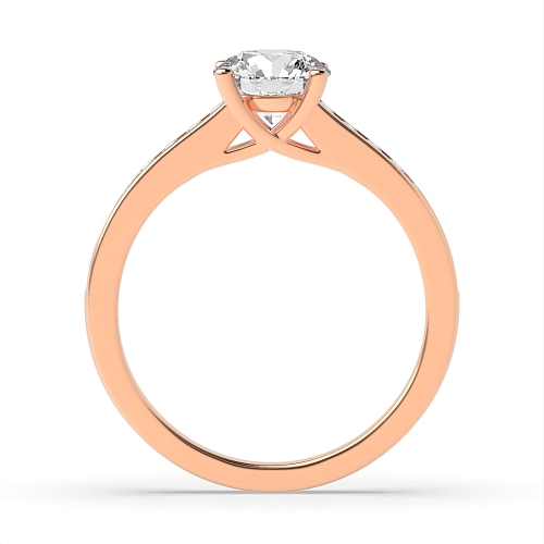 4 Prong Round Rose Gold Crossover set Engagement Rings