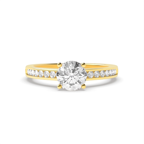 4 Prong Round Yellow Gold Crossover set Engagement Rings