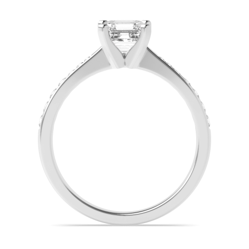 4 Prong Asscher Classic Tapered Shank Side Stone Engagement Ring
