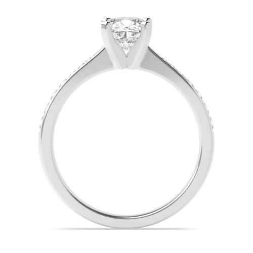 4 Prong Cushion Classic Tapered Shank Side Stone Engagement Ring