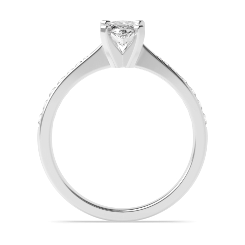 4 Prong Marquise Classic Tapered Shank Side Stone Engagement Ring