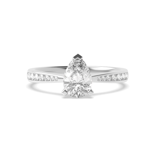Prong Pear Classic Tapered Shank Side Stone Engagement Ring