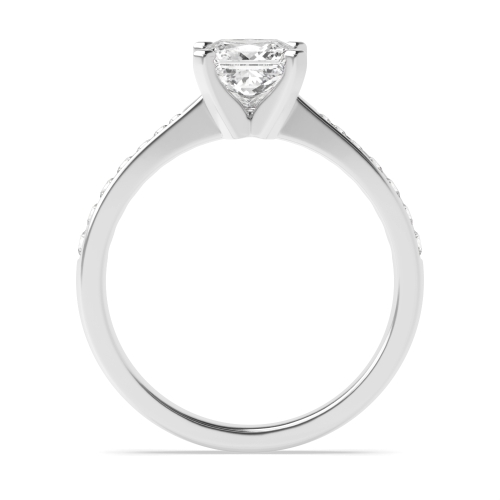 4 Prong Princess Classic Tapered Shank Side Stone Engagement Ring