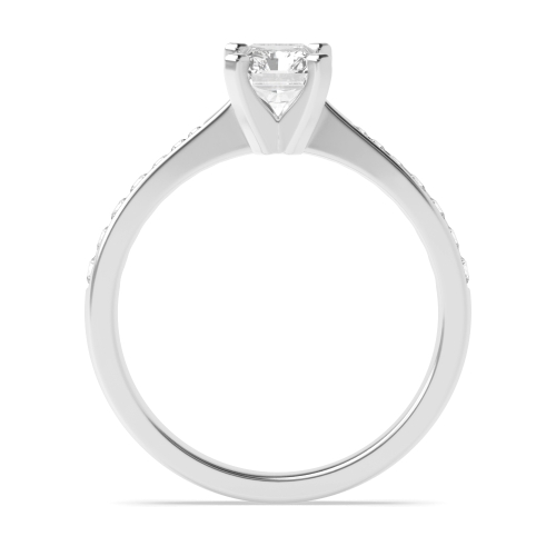 4 Prong Radiant Classic Tapered Shank Side Stone Engagement Ring