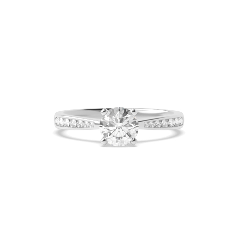 4 Prong Classic Tapered Shank Lab Grown Diamond Side Stone Engagement Ring