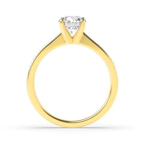 4 Prong Yellow Gold Side Stone Engagement Ring