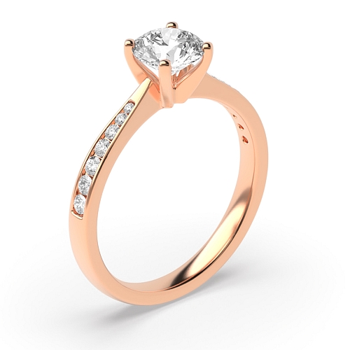 4 Prong Rose Gold Classic tapered shank Engagement Rings