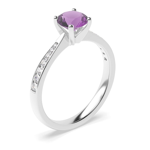 4 Prong Classic tapered shank Amethyst Engagement Rings