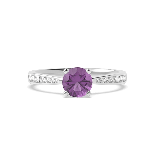 4 Prong Classic tapered shank Amethyst Engagement Rings