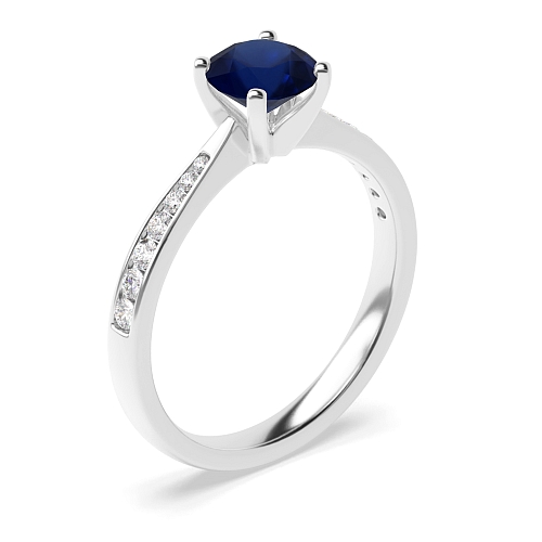 4 Prong Classic tapered shank Blue Sapphire Engagement Rings