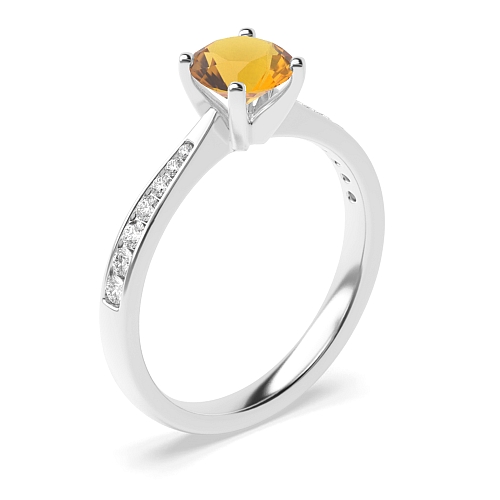 4 Prong Classic tapered shank Citrine Engagement Rings