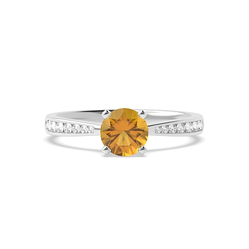 4 Prong Classic tapered shank Citrine Engagement Rings