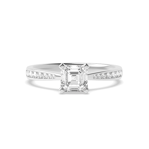 4 Prong Asscher Classic tapered shank Engagement Rings