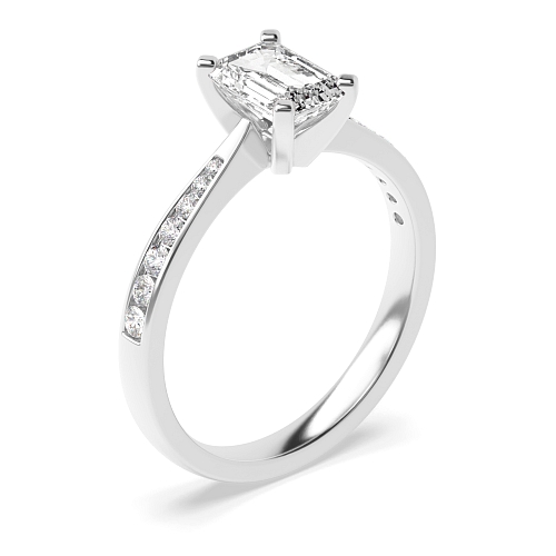 4 Prong Emerald Classic tapered shank Engagement Rings