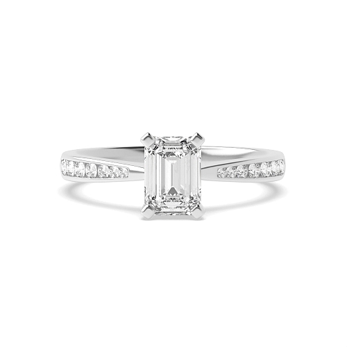 4 Prong Emerald Classic tapered shank Engagement Rings