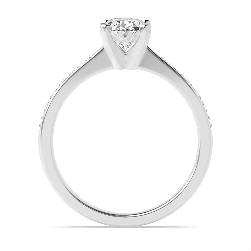 4 Prong Oval Classic Tapered Shank Side Stone Engagement Ring